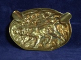 Solid Brass Ashtray with Dog