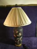Decorative Ceramic Lamp with Tropical Flowers