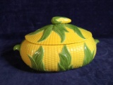 Contemporary Ceramic Covered Corn Bowl
