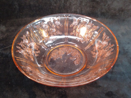 Vintage Pink Depression Cabbage Rose Bowl