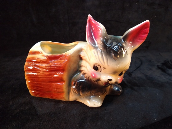 Vintage Art Pottery Rabbit Planter