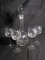 Etched Glass Decanter with 4 Glasses