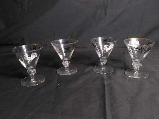 Collection 4 Bar Stemware with Rooster Motif