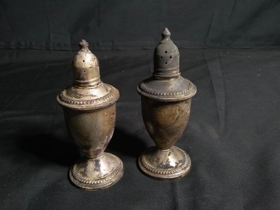 Pair Weighted Sterling Silver Salt and Pepper Shakers