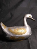 Pewter and Brass Duck Trinket Box