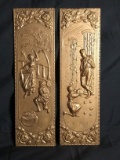 Pair Vintage Brass Wall Plaques