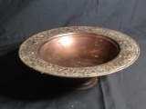 Brass Pedestal Bowl with Mirrored Edge