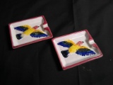 Pair Hand painted Italian Ashtrays with Birds