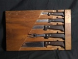 Wooden Handle Steak Knife Set with Holder