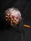 Vintage Bingo Ball Basket with Wooden Balls