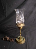 Vintage Brass and Etched Glass Lamp