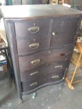 Vintage Mahogany Serpentine Chest of Drawers with High Top Hat Storage