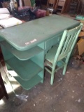 Painted Wooden Knee Hole Desk with Chair