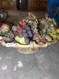 Vintage Chalkware Compote with Faux Fruits