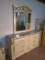 Contemporary Triple Dresser w/ Mirror w/ Faux Marble & Metal Accents