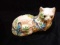 Vintage Plaster of Paris Decorated Cat