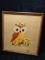 Framed Embroidered Owl 15.5x17