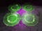 Collection of 4 Green Depression Vaseline Plates