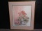 Framed and double matted print, Flower Pot and Strawberries,