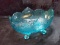 Footed Blue Glass Bowl