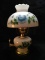 Hand painted Milk Glass Lamp and Shade