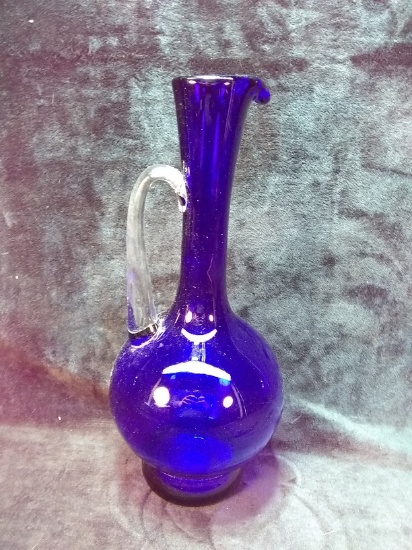 Studio Art Glass Cobalt Pitcher