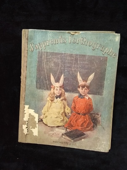 Antique Children's Book 18xx, J'apprendes L'orthographe Illustrated, French