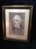 Framed Print Robert E. Lee, signed David Silvette 17 x 20.5