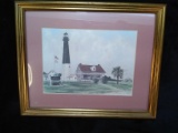 Framed and matted Print Lighthouse 9x11