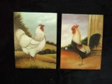 Pair of Print on Canvas Rooster and Hen 6x8