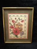 Framed and double matted cross stitch, Chinese Pagoda 12x15