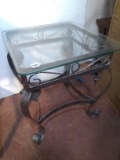 Contemporary Metal & Glass Top End Table