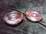 Pair of Studio Art Glass Pink Ashtrays