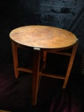 Walnut Folding Table with Etched Details