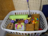 BL-Children's Toy Wagon, Wooden Train Set with Basket
