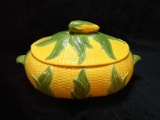 Vintage Ceramic Corn Covered Bowl, Chips on Rim