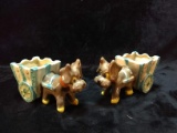 PAir of Vintage Ceramic Donkey Planters Japan