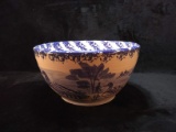 Blue Pottery Bowl with Duck and Splatterware