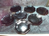 Collection of 7 Black Amethyst Octagon Plates