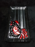 Contemporary Glass Rooster Serving Tray