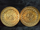 Pair of Hi Relief Brass Wall Plaques