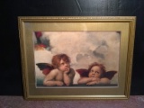 Framed and double matted print, Angels