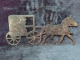 Metal Horse and Buggy Silhouette Wall Plaque