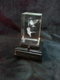 Glass Holograph Cube with Base--Birds