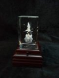 Glass Holograph Cube with Base--Eagle