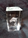 Glass Holograph Cube-Bull (no Base)