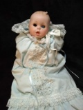 Porcelain HEad Baby Doll with Blue Dress , missing eye