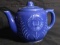 Vintage Blue USA Teapot with Flower Designs