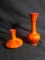 Collection 2 Orange Glaze MCM Vases