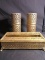 MCM Pierced Brass Tissue Holder with Matching Pierced Vanity Items